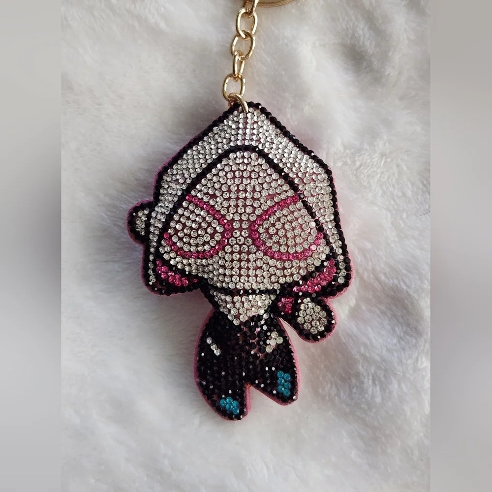 Sparkling Spider Gwen Character Keychain Bag Charm